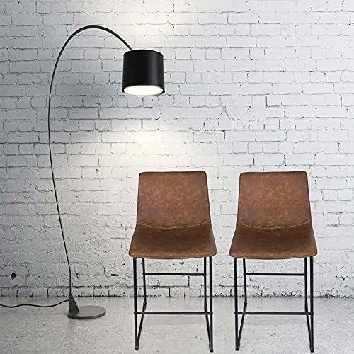 LITARO Bar Stools Set of 2,Counter Height Bar Stools,Tall Stools for Kitchen Island Modern Bar Chairs Upholstered,Light Brown