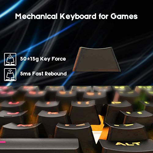 BENGOO Gaming Keyboard, RGB LED Rainbow Backlit Small Gaming Keyboard with 89 Keys and Multimedia Shortcus, Mechanical… - Image 4