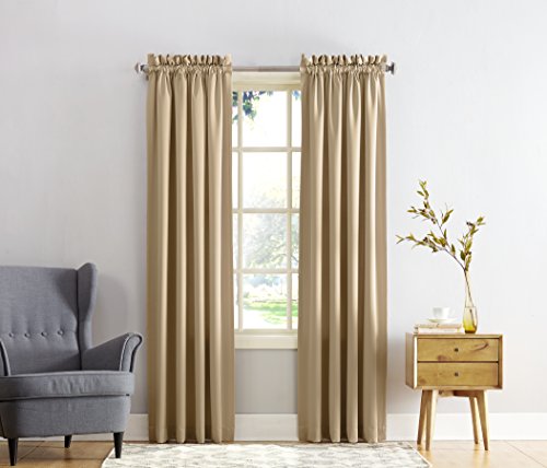 Sun Zero Barrow Energy Efficient Rod Pocket Curtain Panel, 54 x 95 inch, Taupe