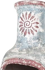 La Hacienda Swirl Clay Chimenea - Handmade Patio Heater - Sea Blue & Red view 6