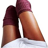 Challyhope Women Girls Thigh High Over the Knee Socks Long Cotton Stockings Warm New (Free, Wine)