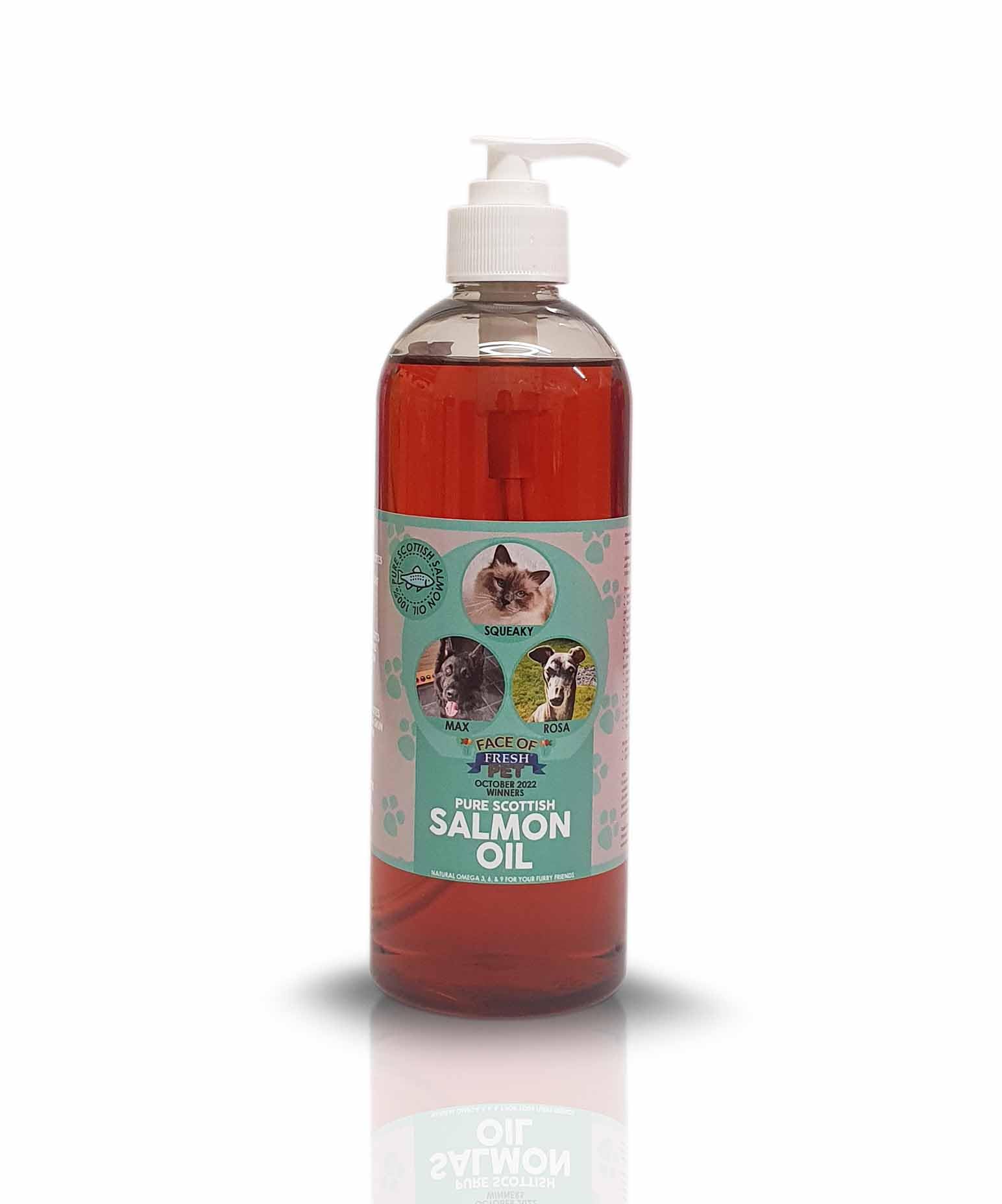 Scottish Salmon Oil 100% Natural Omega 3 Supplement Fresh Pet with Pump (500ml)