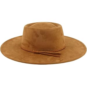 Fedora Hat for Women Men Wide Brim Flat Top Boater Hat with Adjustable Strap 3.94 Inch Brim for Daily Wear Outdoor