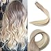 Fshine Tape in Hair Extensions Human Hair 14 Inch Tape in Real Hair Extensions Color 1B Fading to 6 and 27 Honey Blonde 20 Pcs 50 Gram Invisible Tape Hair Extensions
