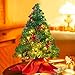 JOYIN 22” Prelit Tabletop Mini Christmas Tree with Holly Berries and Pine Cones, 100 Branch Tips & Warm White LED Lights in Red Cloth Bag for Best Home and Office Christmas Decorations