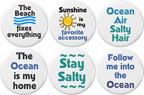 Set 6 Beach Sunshine Ocean Salty Life Themed 2.25