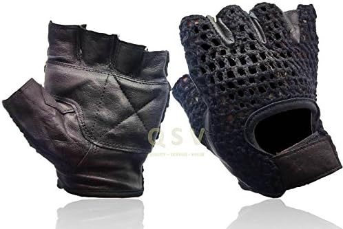 QSV Gym Leather Weight Lifting Gloves Fitness Training Body Building Sports Gloves.