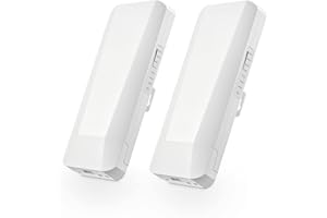 Outdoor Wireless Bridge, Point to Point WiFi Bridge with 2 Ethernet Port, 5GHz 1-3KM Distance, 100Mbps, 24V PoE Adapter, 2 Pa