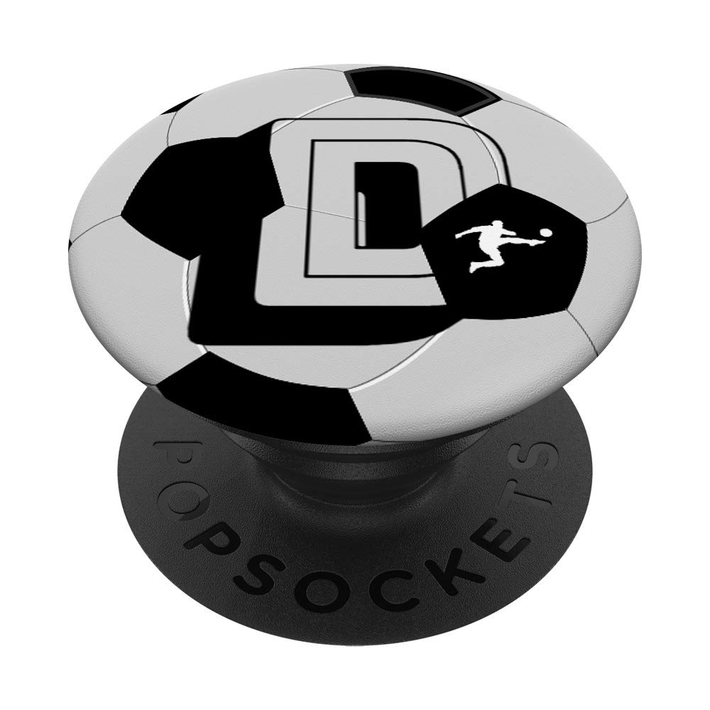 Soccer Player Initial D Letter Monogram Ball Boys Coach Gift PopSockets PopGrip: Swappable Grip for Phones & Tablets