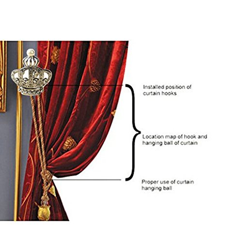 Joyci One Pair Crown Curtain Holdbacks Inlay Crystal Pearl Curtain Tiebacks Unique Drapes holder (Gold)