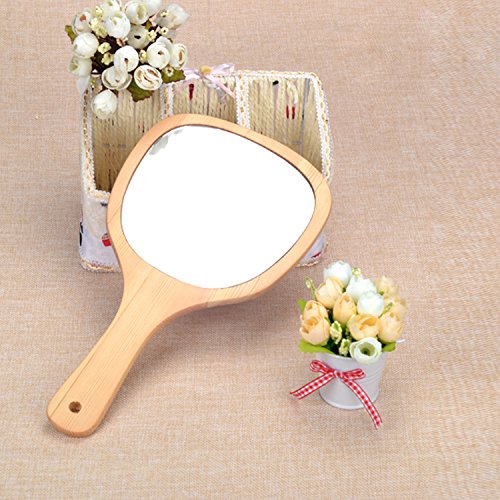 image for Gohide 1pcs European Style Handmade Wooden Handle Mirror Wood Frame Po