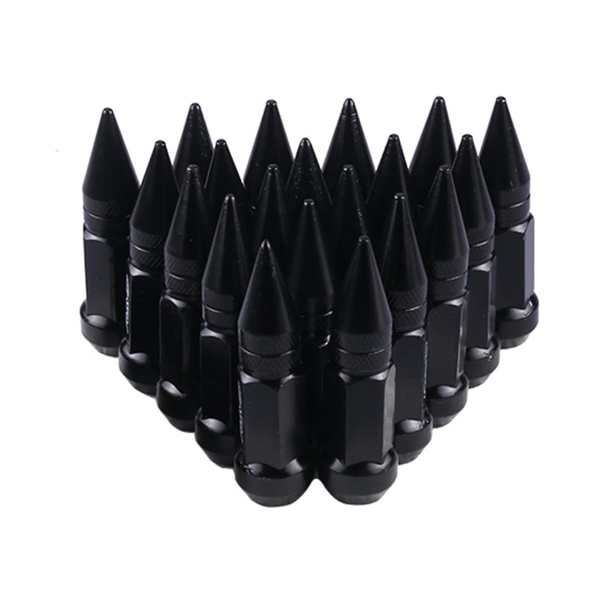 Photo 1 of 20PCS M12x1.5 Car Wheel Lug Nuts with Pointed Cap, 60mm Height Aluminum Anti-Corrosion Automotive Wheels Rims Lug Nuts, Vehicle Cap Spiked Extended Tuner, Automotive Exterior Accessories (Black)