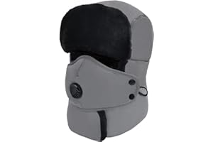 OUTRIP Winter Trapper Hat for Men & Women, Trooper Hunting Russian Fur Hat with Ear Flap & Mask Ushanka Aviator Hat for Cold Weather