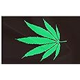 ANCONINE Cannabis Plain Leaf Flag 3x5 FT with 2 Brass Grommets,Sturdy Double Stitched and Premium Polyester.