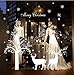 White Reindeer Snowflake Christmas Tree Wall Sticker Home Decor Decal for Glasses Shops Window