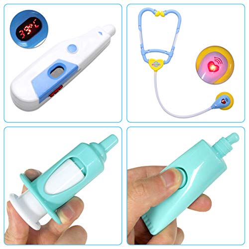 Tencoz Kids Doctor Kit, 31 Piece Pretend Play Toys Dentist Medical Educational Toy with Electronic Stethoscope for Boys Girls Ages 3-6 - Thumbnail 3