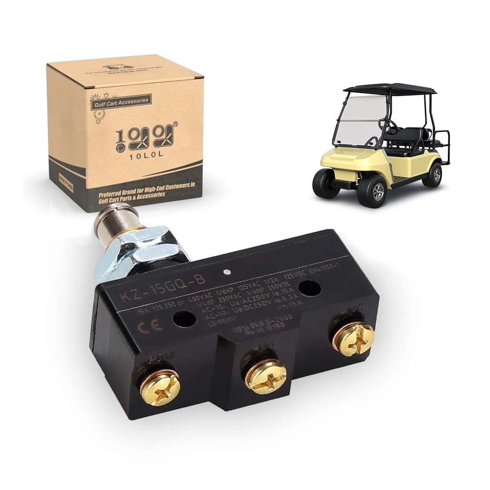 Photo 1 of 10L0L Golf Cart Brake Pedal Micro Switch 3-Terminal Plunger-Style for Club Car DS 1981 UP & EZGO 1971 UP, Replace OEM#1011439, 12374G1, 13141G1,730, MS-011