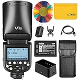 Godox V1-S 76Ws 2.4G TTL On-Camera Round Camera Flash Speedlight Compatible for Sony Camera,1/8000 HSS, 480 Full Power Shots, 1.5 sec. Recycle Time,Rechargeable 2600mAh Li-ion Battery