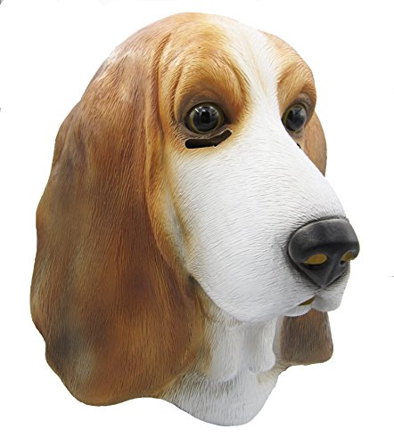 BuBinga Novelty Dog Animal Head Masks Halloween Party Cosplay Decorations Basset Hound Costume