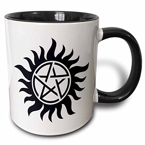 3dRose 193333_4 Supernatural Symbol Two Tone Mug, 11 oz, Black