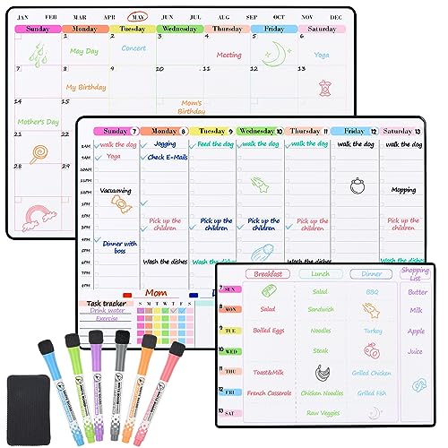 POPRUN Weekly Calendar for Fridge, Schedule Board, Dry Erase