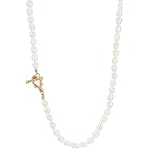 Sylph Gold Pearl Necklace for Women, Layered Round Imitation Pearl Choker Necklace Dainty Freshwater Pearls Jewelry Bridesmaid Gifts for Wedding Anniversary