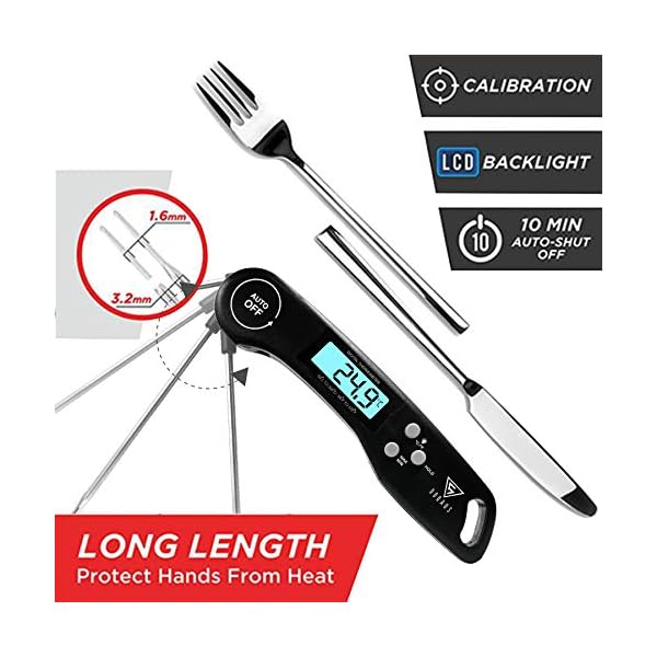 Meat-Thermometer-DOQAUS-Instant-Read-Cooking-Thermometer-Digital-Food-Thermometer-Backlight-LCD-Screen-Foldable-Long-Probe-Auto-OnOff-Perfect-for-Kitchen-Cooking-BBQ-WaterMeat-Milk-Black DOQAUS Meat Thermometer, Instant Read Cooking Thermometer, Digital Food Thermometer, Backlight LCD Screen Foldable Long…