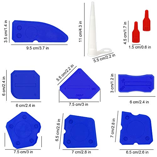 Angela&Alex Caulking Tool Kits 20 PCS Caulk Remover Silicone Grout Scraper Sealant Finishing Tool Nozzle Caulk Caps Replaceable Pads Black Yellow Cleaning Brushes for Bathroom Kitchen - Thumbnail 2