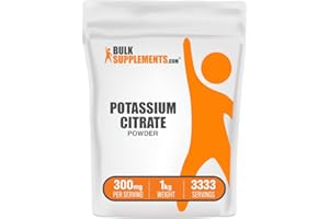 BulkSupplements.com Potassium Citrate Powder - for Hydration Support, Mineral Supplement, Potassium 99mg - Gluten Free, 300mg per Serving, 1kg (2.2 lbs) (Pack of 1)