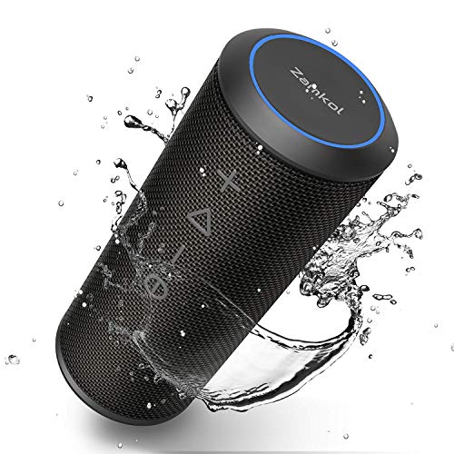 Bluetooth Speaker, Zamkol Bluetooth Speakers Portable Wireless, 360 Degree Sound and 24W Enhanced X-Bass, Dual Pairing Loud Wireless Speaker, IPX6 Waterproof for Beach, Shower, Travel, Party