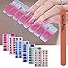 WOKOTO 6Pcs Nail Polish Stickers With 1Pc Nail File Kit Full Nail Tips Nail Self Adhesive Stickers Nail Designs Set