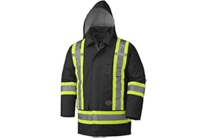 Pioneer Winter 7-in-1 Parka Jacket - High Vis Waterproof Safety Jacket with Detachable Hood - Stay Warm in -46°C - Black
