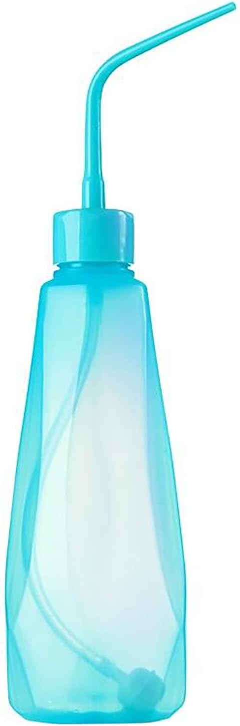 Fodattm 480ml 16oz Plastic Succulent Watering Can Bottle with Soft Tube and Ball Shape Suck Head Bend Mouth Squeeze Bottle Micro Landscape Watering Tools Supply (Blue)
