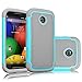 Motorola Moto E Case, Moto E 1st Gen Case, Tekcoo(TM) [Tmajor Series] [Turquoise/Grey] Shock Absorbing Hybrid Rubber Grip Plastic Impact Defender Rugged Slim Hard Case Cover Shell for Moto E 2014