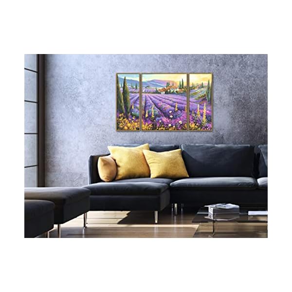 Schipper 609260604 Malen nach Zahlen, Lavendelfelder - Bilder malen für Erwachsene, inklusive Pinsel und Acrylfarben, Triptychon, 50 x 80 cm – Bild 5
