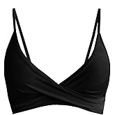 Balasami Women's Push Up Sexy V Neck Adjustable Twist Ruced Front Bikini Swimsuit Top Only