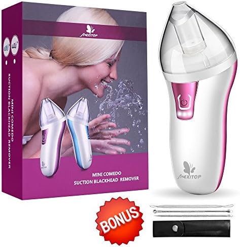 Blackhead Remover - Mexitop Mini Facial Pore Cleaner, Electric Blackhead Extractor Tool Set with 4 Microcrystalline probe, 3 Adjustable Suction Levels for Acne, Fett &amp; Facial Pore Clean (Rose Red)