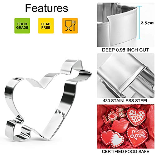KAISHANE Valentine's Day Cookie Cutter Set 6 Pieces Cake Lip Heart Shapes Cookie Cutters Birthday Wedding Biscuit Fondant Cutters for Baking