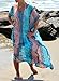 Rainlover Women's Printed Turkish Kaftans Beach Bikini Cover up Dress, Blue