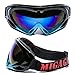 MIGAGA UV Protection Ski Goggles Adjustable Portable Motorcycle Bicycle Goggles Dustproof Scratch-Resistant CS Army Tactical Military Windproof Snowmobile Eyewear Outdoor Riding Glasses Black&Blue