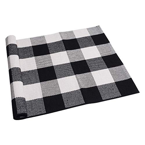 SEEKSEE Buffalo Plaid Outdoor Fall Rug 24X36 Checkered Area Rug Black