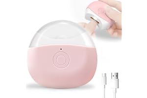 FABMAY BEAUTY Electric Nail Clippers, Automatic Nail Clipper with 2 Adjustable Speeds, Cordless Rechargeable Fingernail Cutter with LED Light, Safety Electric Nail Trimmer for Adults, Children and Elders, Pink