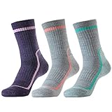SOLAX Merino Wool Hiking & Walking Socks for Women Crew Quarter Low cut, Trekking, Outdoor, Cushioned, Breathable 3 Pack