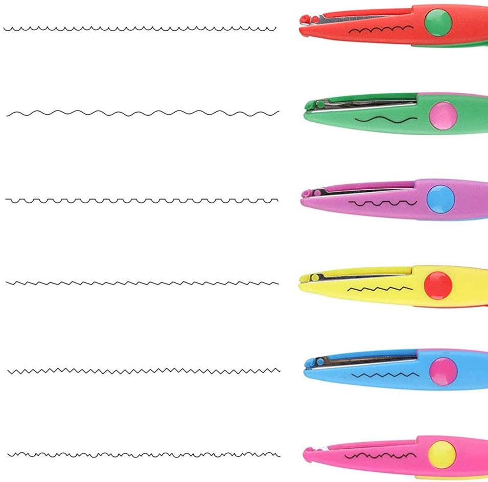 Kids Pattern Scissors 6 Pieces Kids Craft Scissors Set, Safety Edging Scissors Colorful ...