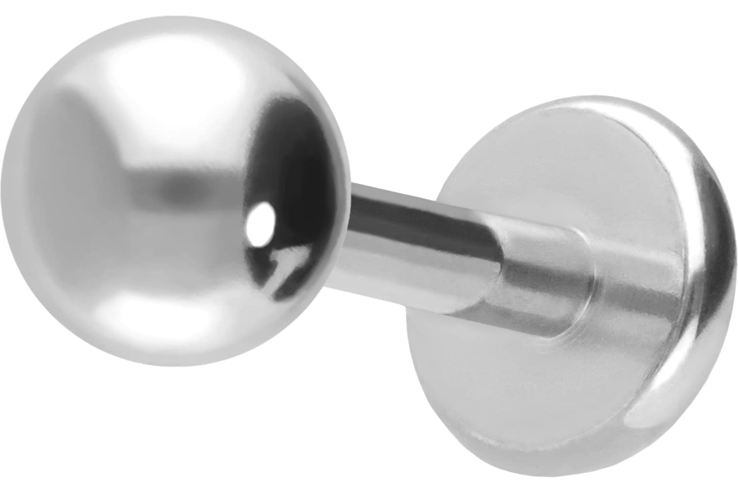 PIERCINGLINE Titanium Labret Stud | Ball | Piercing Ear Lip Nose | Choice of Colours and Sizes, 2,5 mm, Titanium (Grade 23)