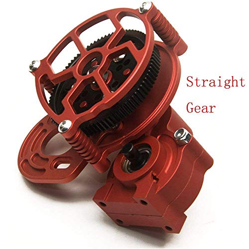 MOHERO Aluminum Center Transmission Case/Gearbox with Straight Gear for 1/10 Axial SCX10 RC Model Crawler Car (Red)