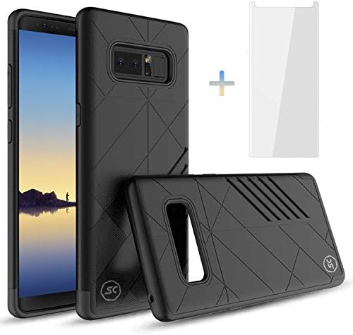 Samsung Galaxy Note 8 Phone Case By Spectrum Case | Elegant and Sleek black Design Built with ShockProof Dual Layer Protection | With Premium Tempered Glass Screen Protector | Nero Black (2017)