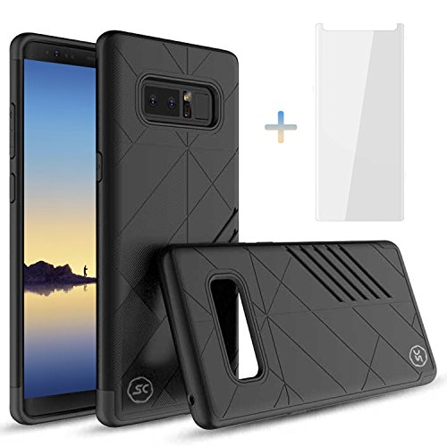 Samsung Galaxy Note 8 Phone Case By Spectrum Case | Elegant and Sleek black Design Built with ShockProof Dual Layer Protection | With Premium Tempered Glass Screen Protector | Nero Black (2017)
