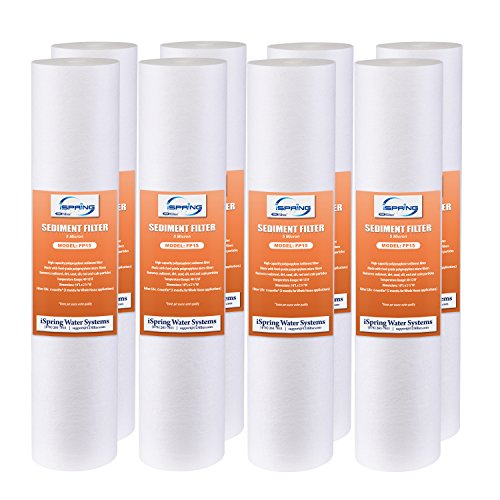 Ispring Fp15X8 5 Micron 10" x 2.5" Universal Sediment Filter Cartridges, 15000Gallon, MultiLayer (8 Pack)
