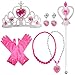 Yansion Princess Dress Up Party Costume Accessories Belle Gift Set for Princess Cosplay Tiara,Wand and Gloves(Pink)
